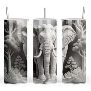 3D Effect Grey Elephant