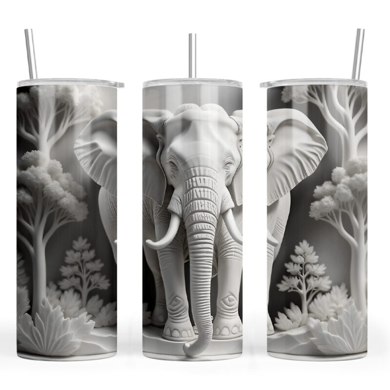 3D Effect Grey Elephant