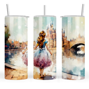 Watercolour Girl and Castle