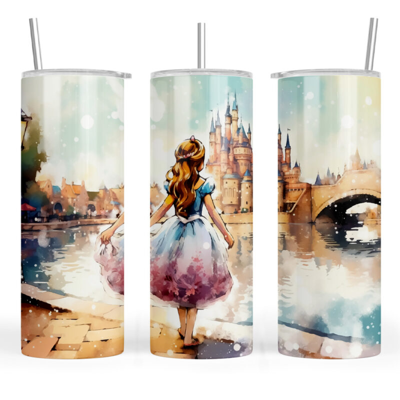 Watercolour Girl and Castle