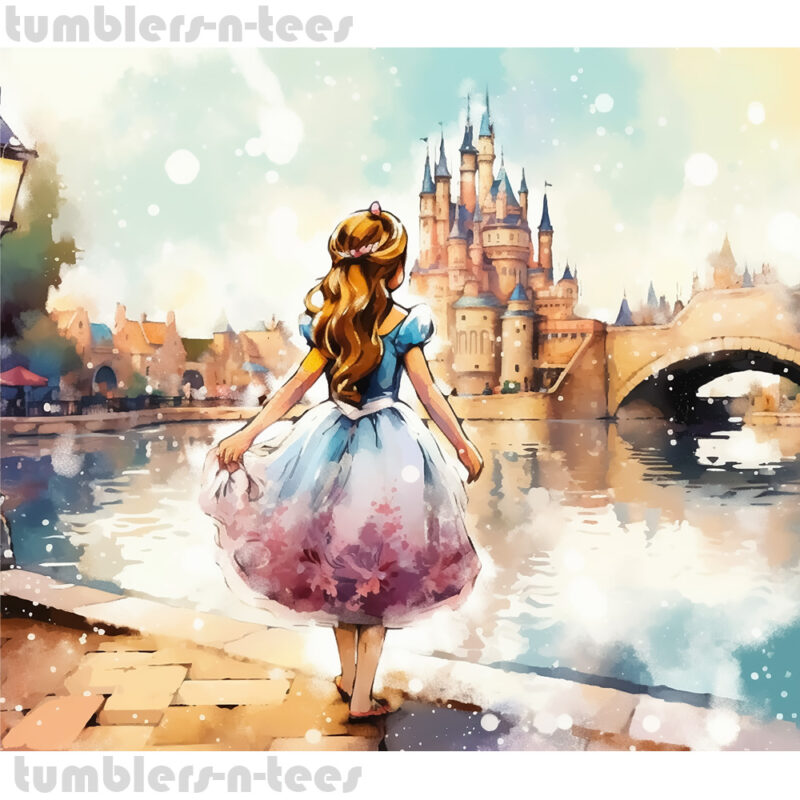 Watercolour Girl and Castle - Image 4
