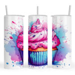 Watercolour Colourful Cup Cake