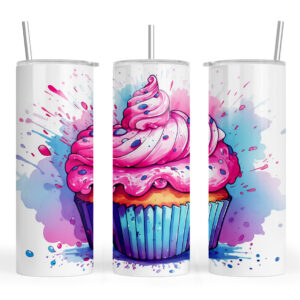 Watercolour Colourful Cup Cake