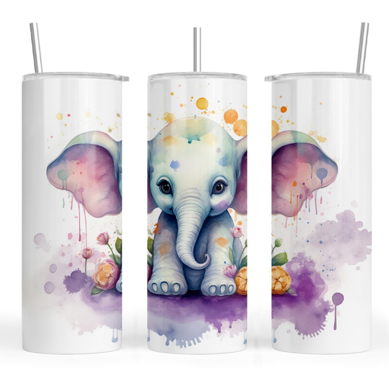 Watercolour Cute Baby Elephant