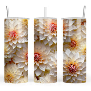 3D Effect Amber and Cream Flowers