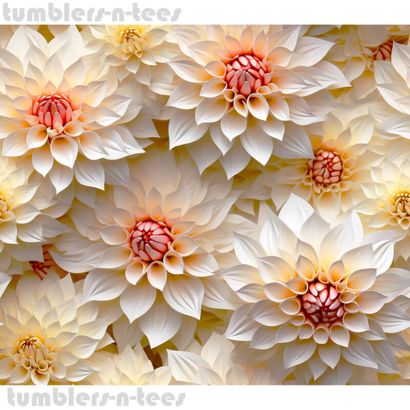 3D Effect Amber and Cream Flowers - Image 4