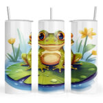 Cartoon Cute Frog on a Lily