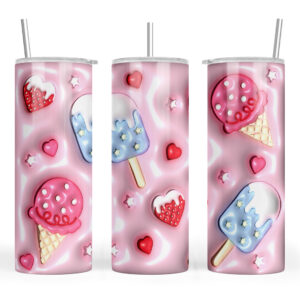 3D Bubble Effect Popsicle Pink