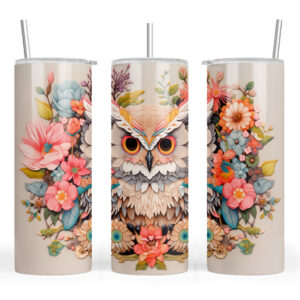 Painted Effect Owl with Flowers