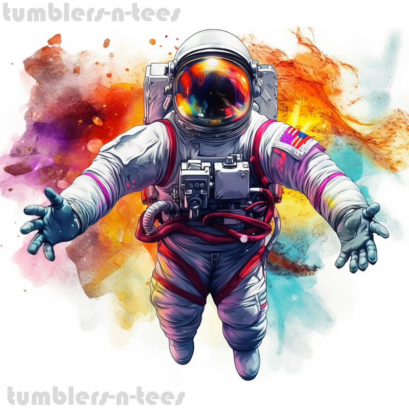 Watercolour Colourful Astronaut - Image 4