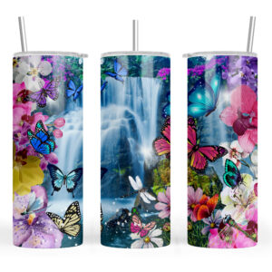 Waterfall and Butterflies