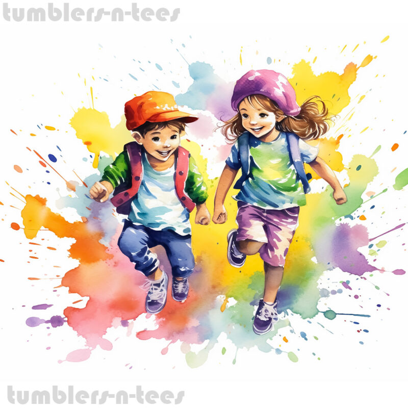 Watercolour Boy and Girl Splatter - Image 4