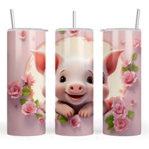 3D Effect Pink Pig