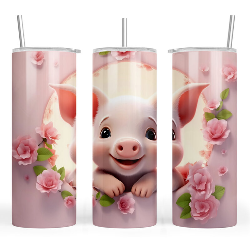 3D Effect Pink Pig