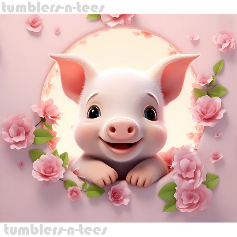 3D Effect Pink Pig - Image 4