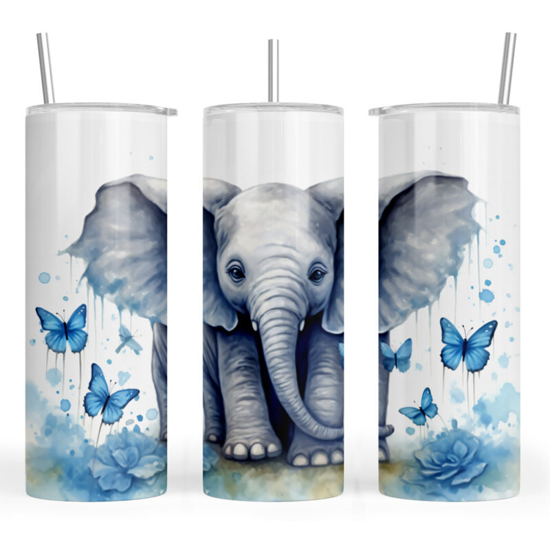 Cute Baby Elephant with Butterflies
