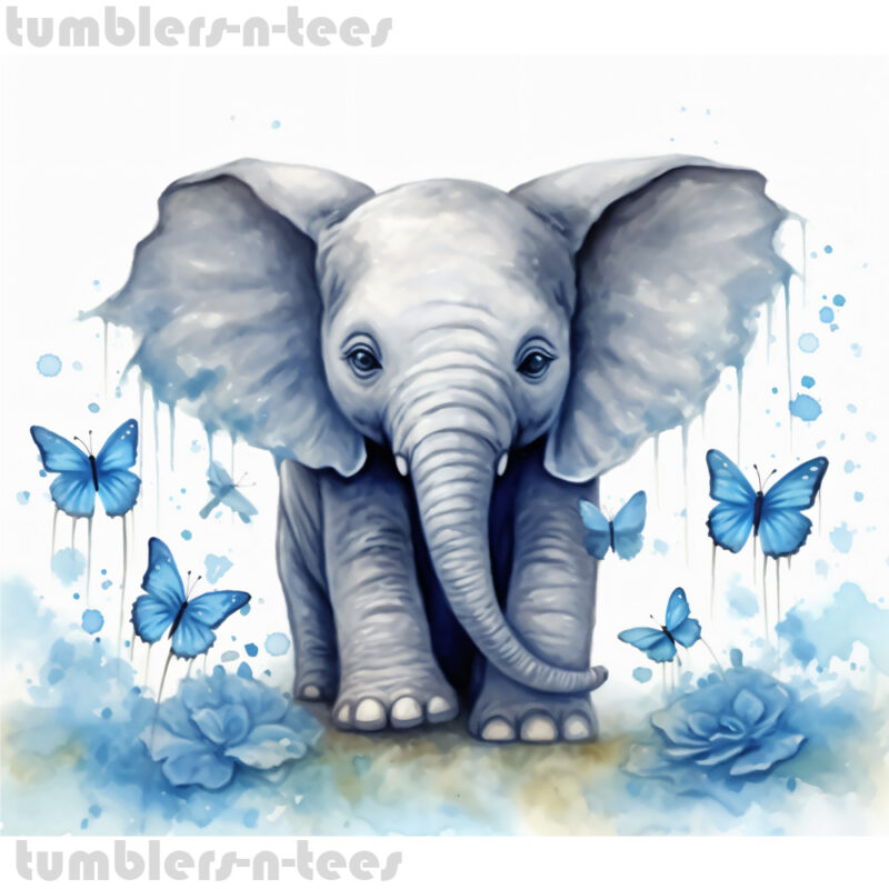 Cute Baby Elephant with Butterflies - Image 4