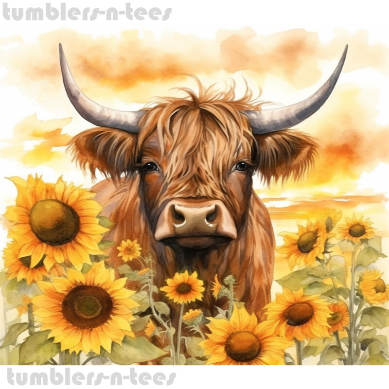Highland Cow and Sunflowers - Image 4