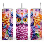 3D Colourful Owl Quil Feathers