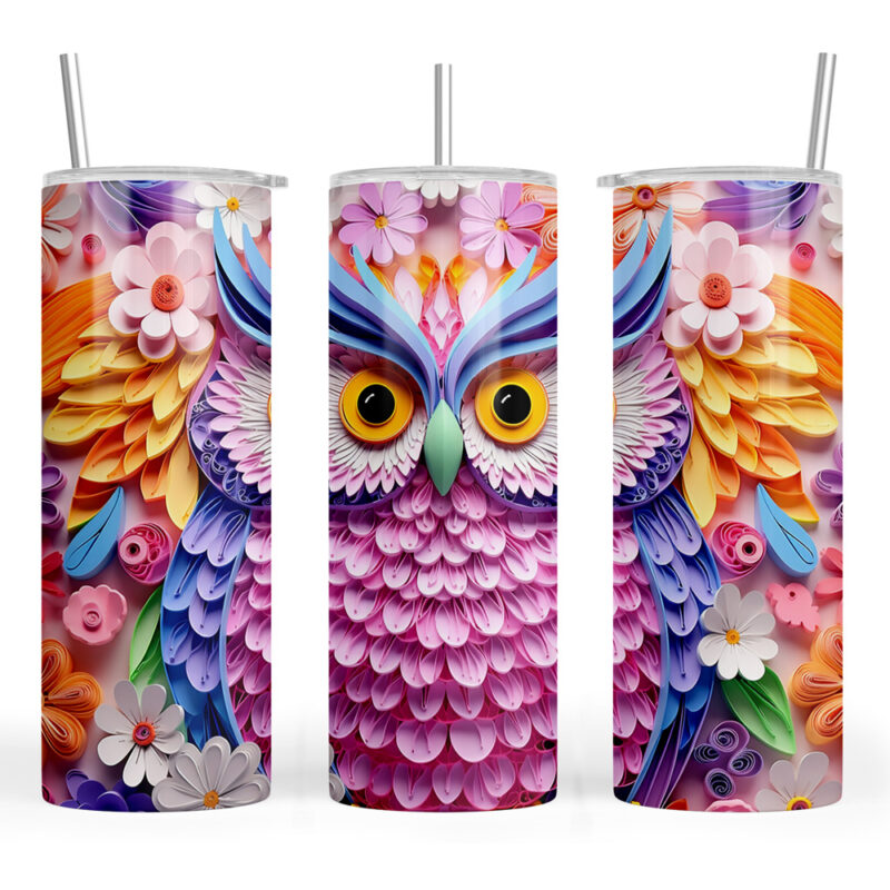 3D Colourful Owl Quil Feathers