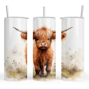 Cute Watercolour Baby Highland Cow