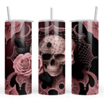 Pink Skull and Rose