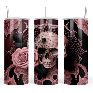 Pink Skull and Rose