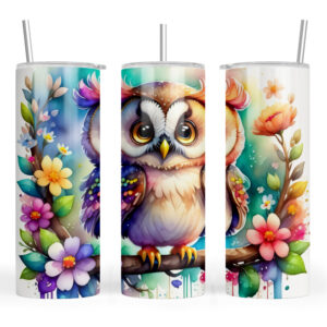 Colourful Owl with Flowers