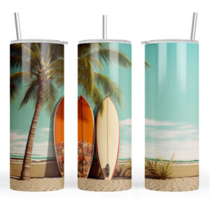 Surfboards under a Palm Tree