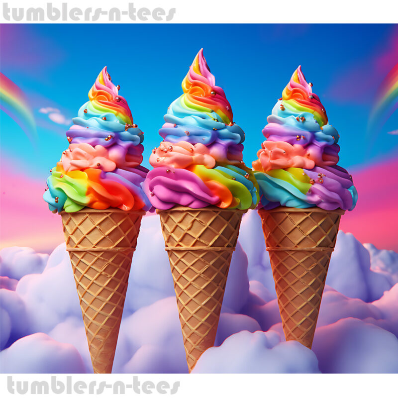 3D Style Rainbow Ice Creams - Image 4
