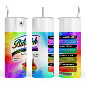 Biatch be Gone Skeleton Finger Rainbow Swirls
