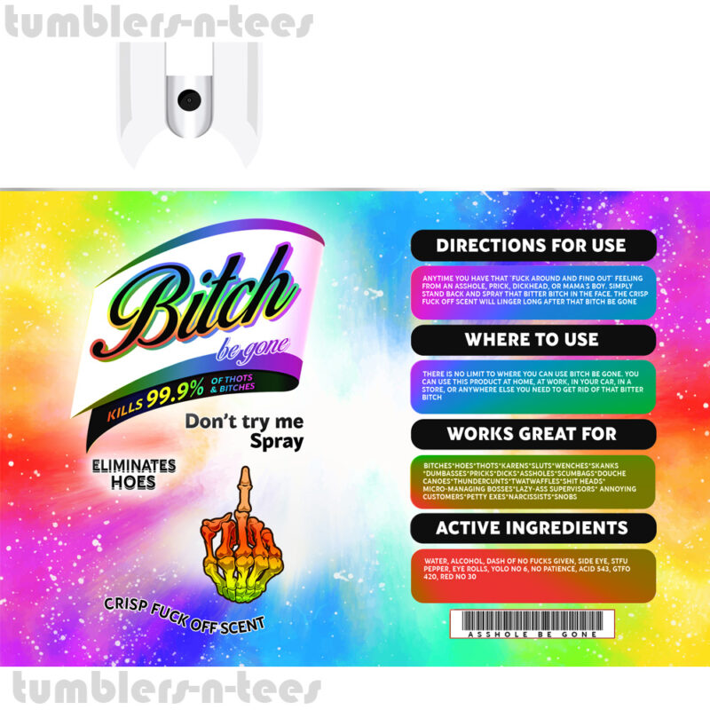 Biatch be Gone Skeleton Finger Rainbow Swirls - Image 3